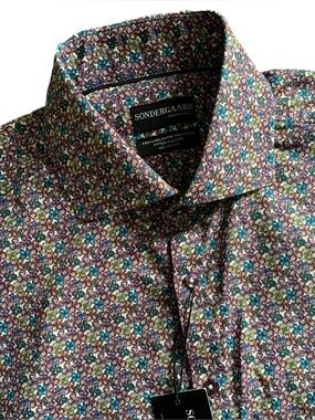 NWT Sondergaard Floral Geometric Multi Colour Button Up LS Shirt Size 17